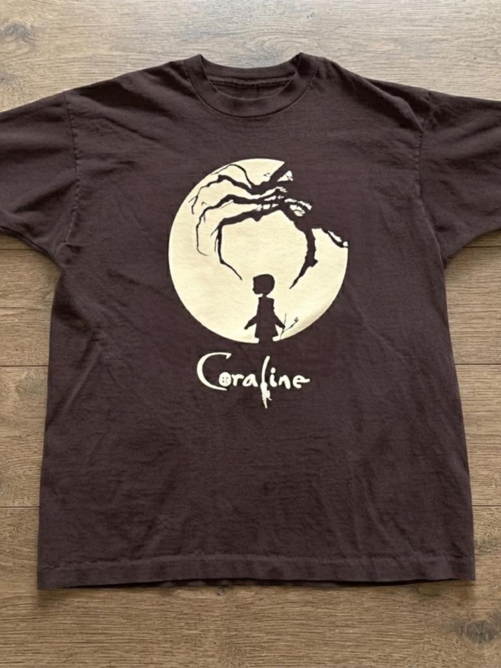 Gildan Brown Coraline Graphic Tee with Cream Moon Print
